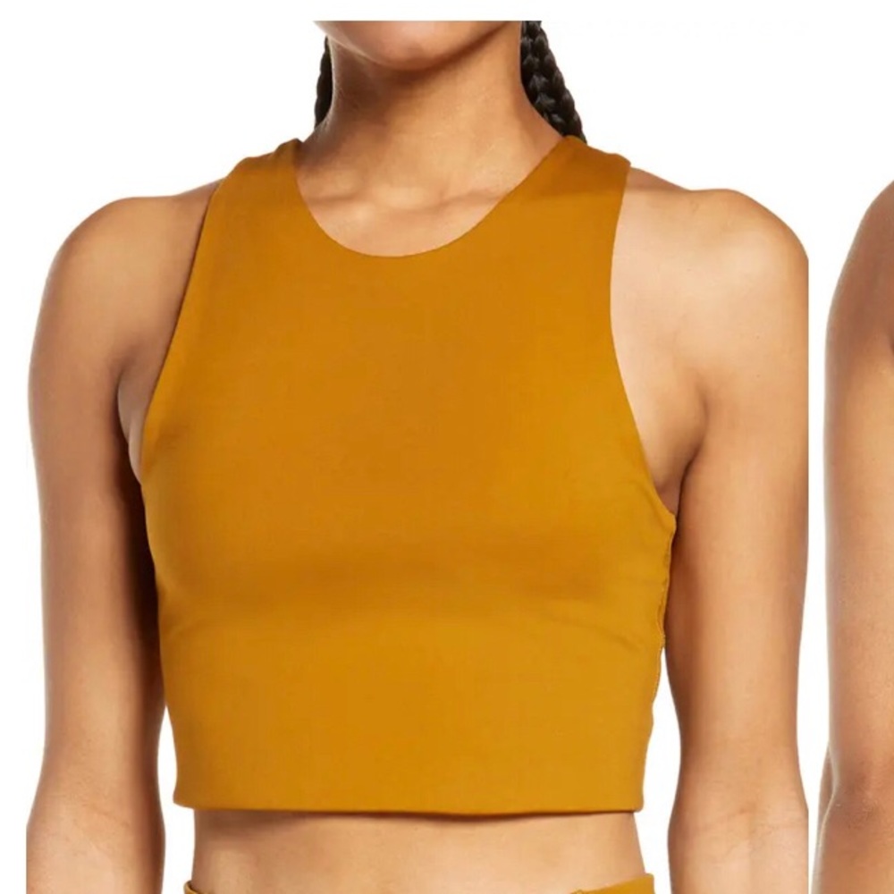 Girlfriend collective Dylan longline tank racer back sports bra, xs - mustard